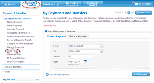 Photo of a screen capture of BMO Bank of Montreal Online Banking